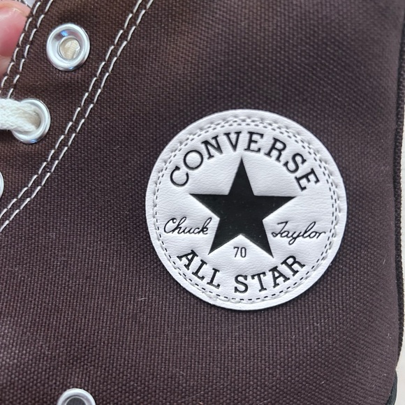 Converse Dark Brown and White High-Top Sneakers - Picture 3 of 9